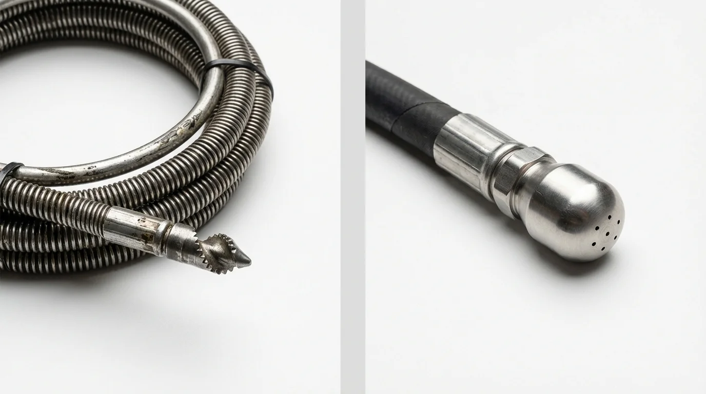 Drain snake cable and hydro jetting nozzle used for drain cleaning in Warsaw, KY